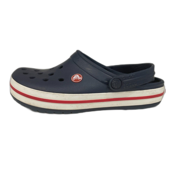 Adult Unisex Navy Crocs Clogs with White & Red Accents on Sole Size 6W / 4M - Picture 13 of 15
